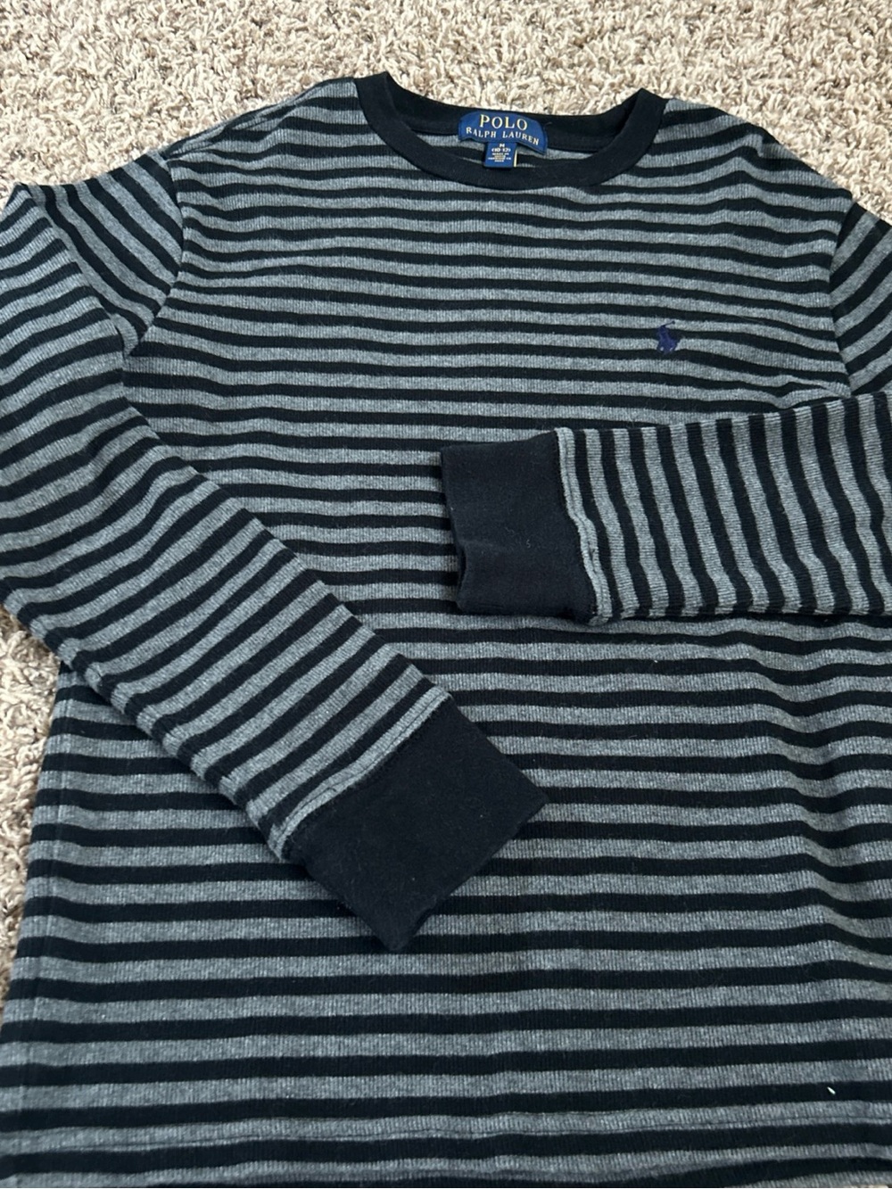 3 Boys Ralph Lauren tops Black and Gray thermal, and two quarter zip- Kids - Picture 4 of 5